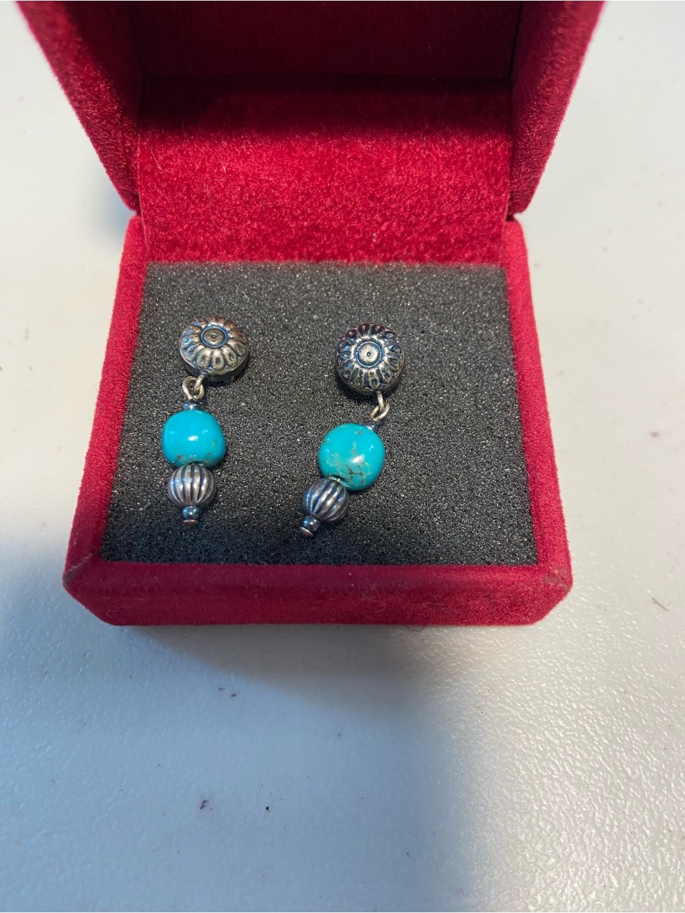Carolyn Pollack Sterling Sliver 925 Turquoise Bead Drop Earrings